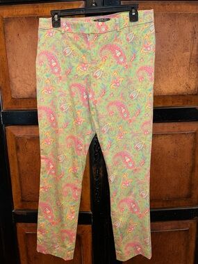 Ralph Lauren Pastel Paisley Print Cropped Pants - Pink, Green, Yellow